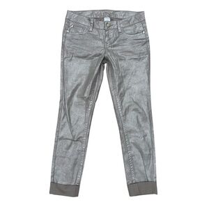 Wallflower Metallic Silver Rolled Up Jeans Size 7